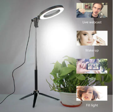 LED Selfie Ring Light Kit (16 cm/20 cm) with Tripod & Phone Holder | CreatorPlayground
