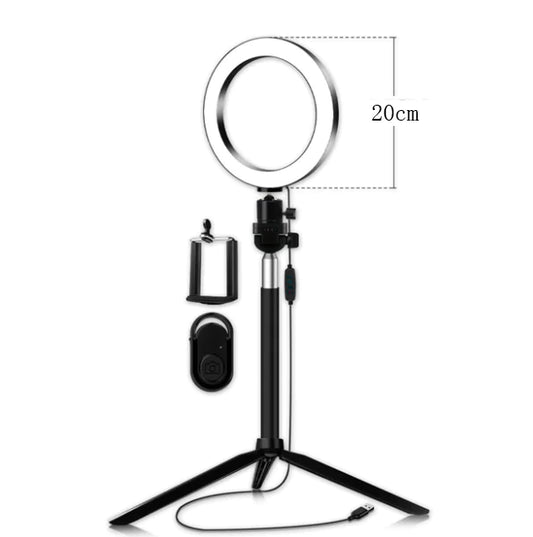 LED Selfie Ring Light Kit (16 cm/20 cm) with Tripod & Phone Holder | CreatorPlayground