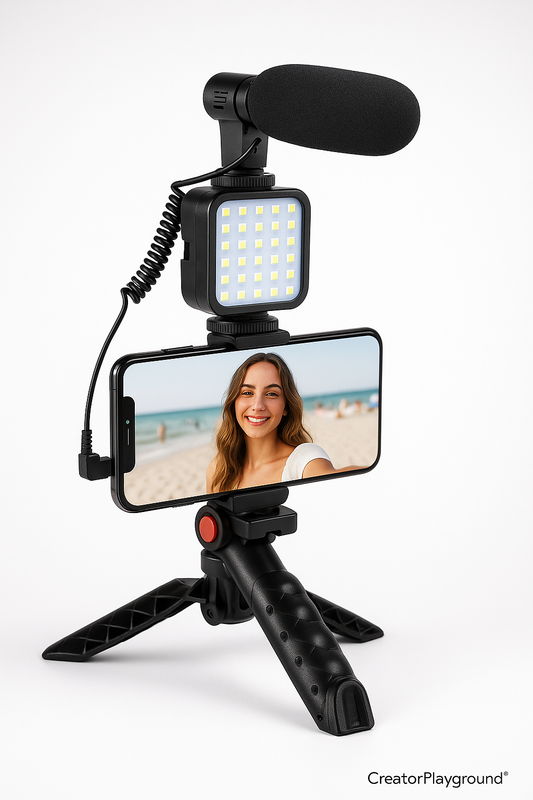 Vlogger Pro Kit – LED Light + Shotgun Mic + Tripod