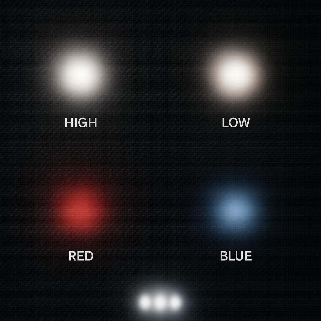 High, Low, Red, Blue, SOS beam examples from CreatorPlayground Submerge 2000