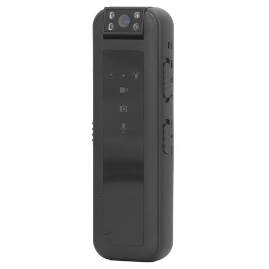 CreatorPlayground 1080p clip-on mini body camera, front view with rotating lens and status icons