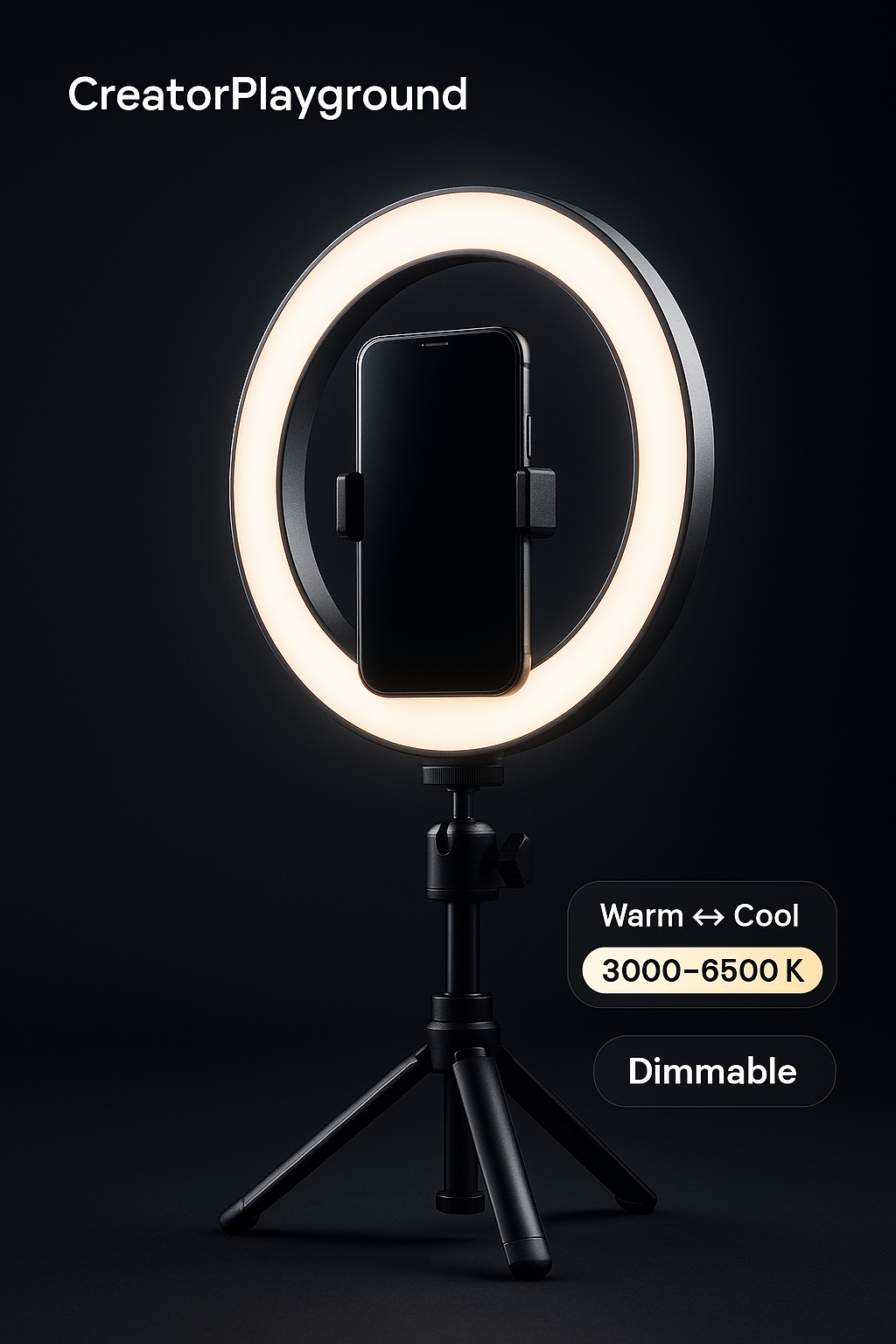 LED Selfie Ring Light Kit (16 cm/20 cm) with Tripod & Phone Holder | CreatorPlayground