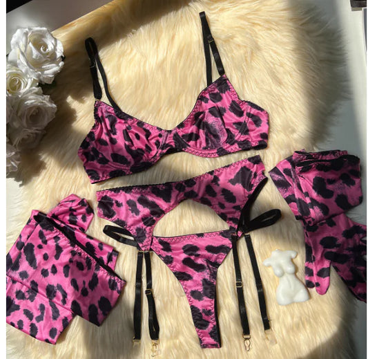 Luxury Leopard Print Lingerie Set (One Set)