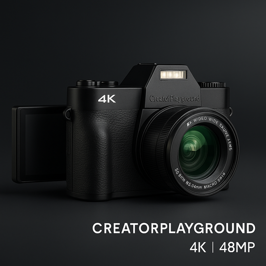CreatorPlayground Retro SLR-Style 48MP 4K Digital Camera (3” Flip Screen, Wi-Fi)