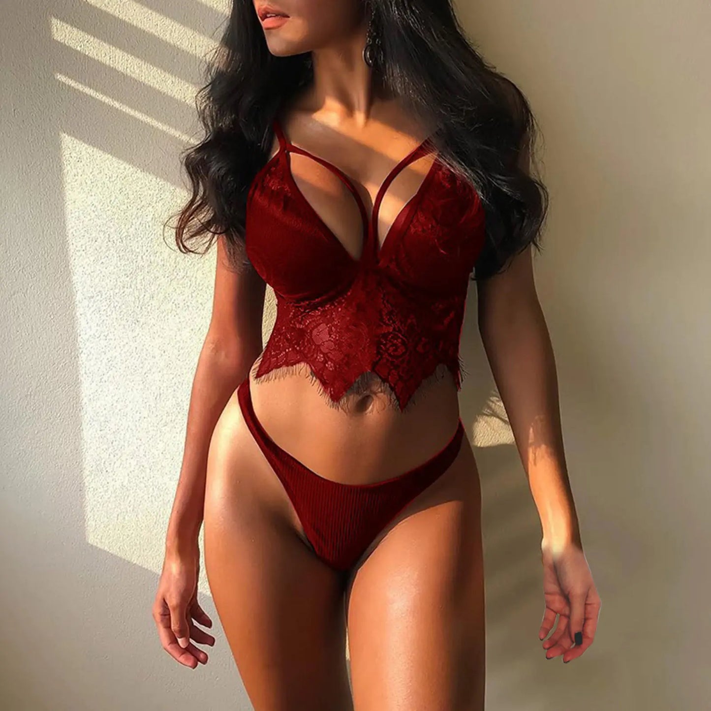 2021 Women's Temptation Lace Three-Piece Lingerie Set